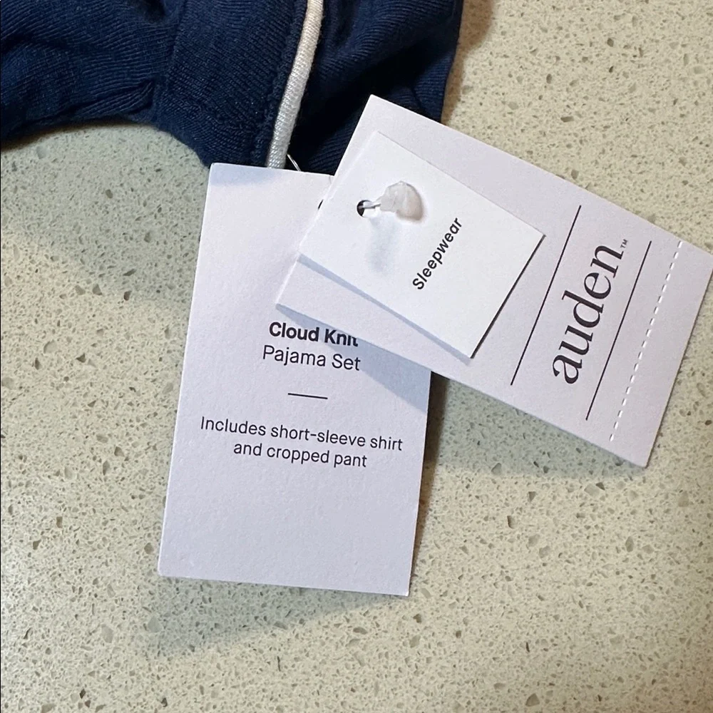 Auden Cloud Soft Navy Notch Collar Button Down Sleepwear Set NWT - Picture 5 of 9